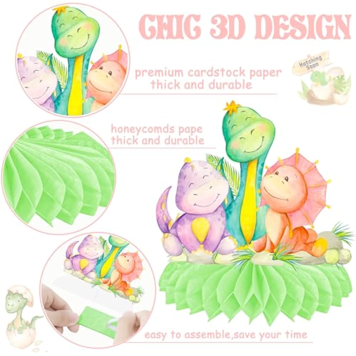 12Pcs Dinosaur Party Honeycomb Centerpieces Dinosaur Baby Shower Decorations Dinosaur Themed Table Decorations For Dinosaur Themed Birthday Party Baby Shower Supplies