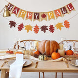 2Pcs Fall Banner Glitter Maple Leaf Paper Banner Happy Fall Burlap Banner Pre-Assembled Rustic Bunting Garland Hanging Decorations For Autumn Thanksgiving Party Decoration Supplies