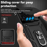 Military-Grade iPhone 17 Pro Max Phone Case with HD Screen Protector and Slide Camera Cover and Rotated Ring Kickstand, Black