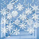 30-Piece Winter Snowflake Hanging Swirl Decorations for Xmas and Parties
