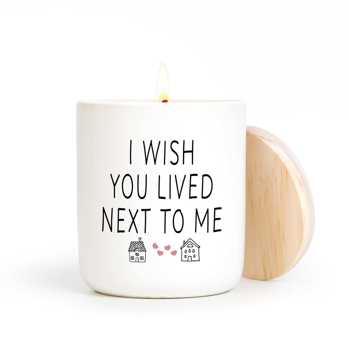 Gifts For Women, Birthday Gifts For Women, Bff, Bestie, Her, Best Friend, 7 Oz Ceramic Candle Jar, Hostess Gift For Woman, I Wish You Lived Next Door, Lavender Candles, Long Distance Gift