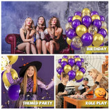 Purple and Gold Balloon Set 50pcs for Birthday Wedding Baby Shower Parties