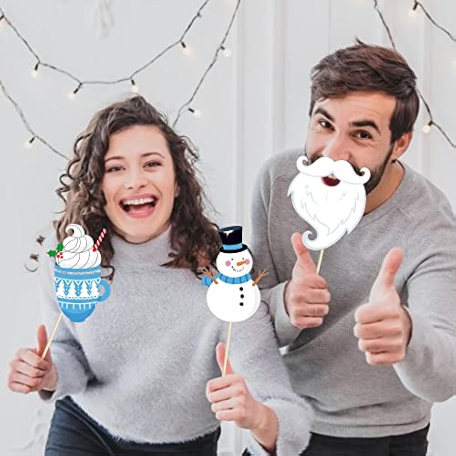 Snowman Photo Booth Props,Winter Wonderland Snow Booth Props(25Ct)