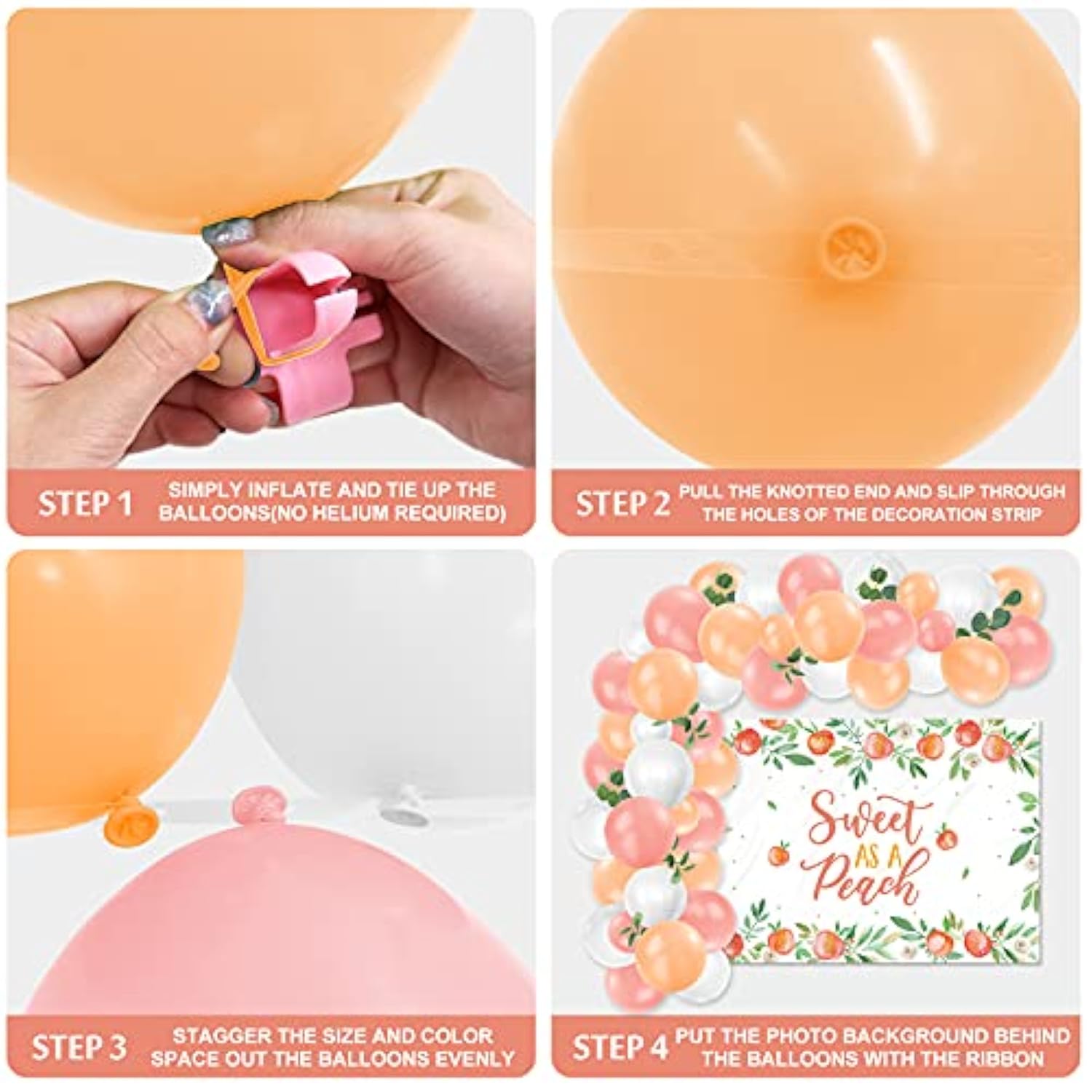 Sweet as a Peach Backdrop & Balloon Garland – Baby Shower and 1st Birthday Party Decor Set