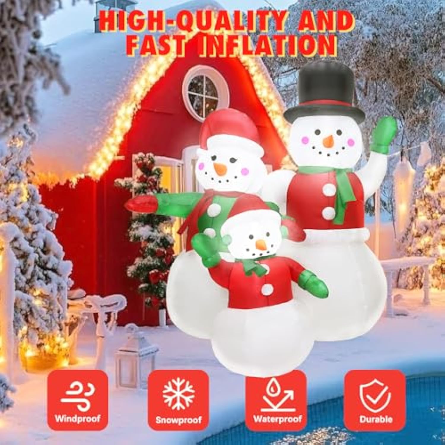 5 Ft Christmas Inflatables Snowman Family Outdoor Decoration With Built In Led Lights Blow Ups Christmas Snowman Decorat