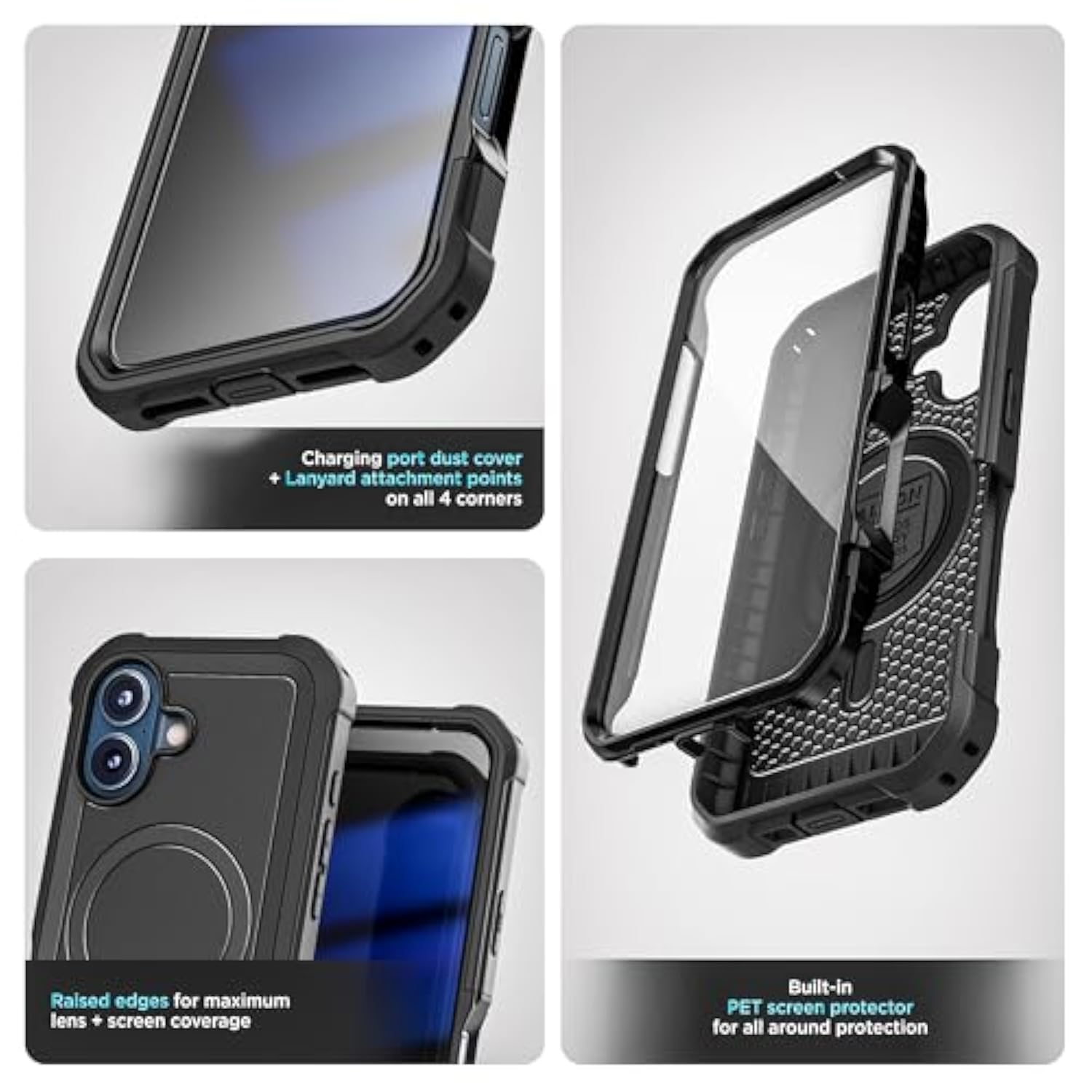 For Iphone 17 Case With Built-In Screen Protector, Compatible With Magsafe - Military Grade Protection With 360 Rugged Full-Body Coverage (Black)