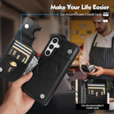 Compatible With Magsafe For Samsung Galaxy S25 Wallet Case With Card Holder,Women Men Phone Case Pu Leather Kickstand Flip Protective Cover Credit Card Slots,For Galaxy S25 6.2",Black