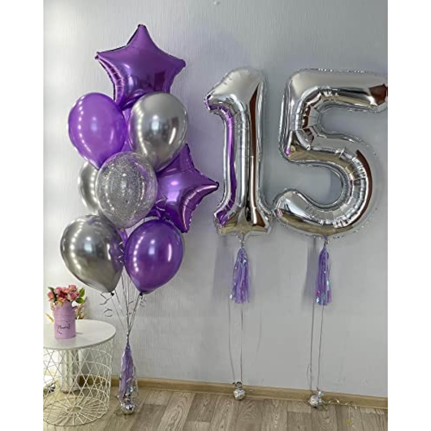40 Inch Silver 15 Number Balloons Giant 15 Or 51 Balloons Silver Birthday 15 Balloons 15Th Birthday Anniversary Party Decorations Supplies