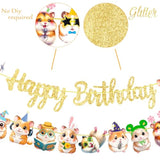Hamster Birthday Banner - Gold Glitter Party Supplies For Guinea Pig Themed Baby Shower And Kids Birthday Decorations