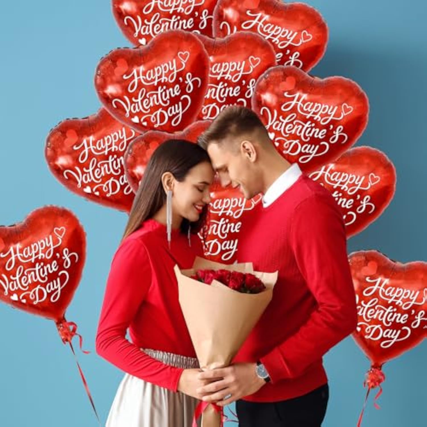 Valentine'S Day Party Pack | 30Pc Red Heart Foil Balloons | 18In 'Happ