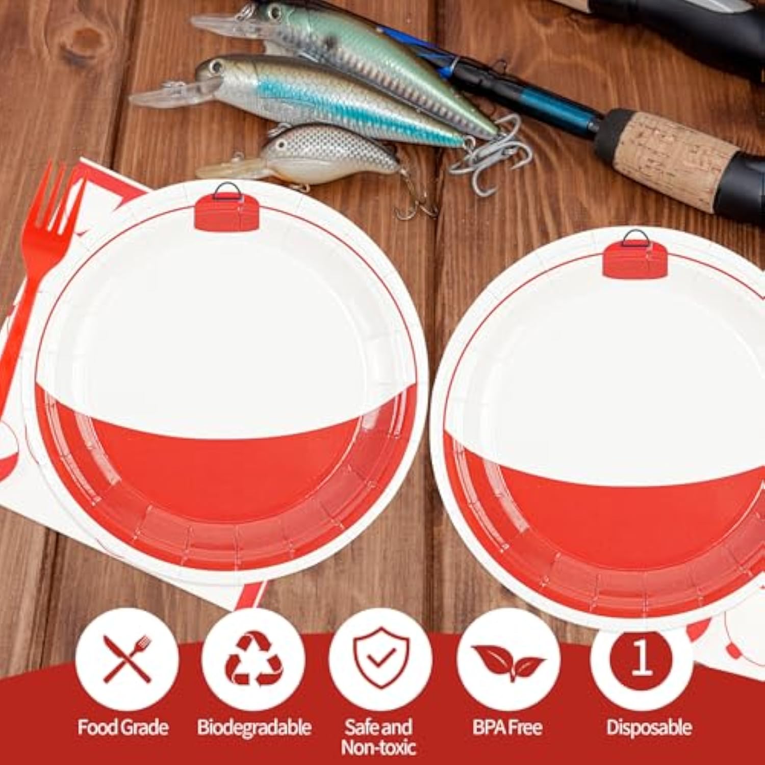 75Pcs Gone Fishing Plates And Napkins Party Decorations, 7Inch Fishing Paper Plates Disposable Tableware Set For Fish Themed Birthday Baby Shower Party Favor Supplies