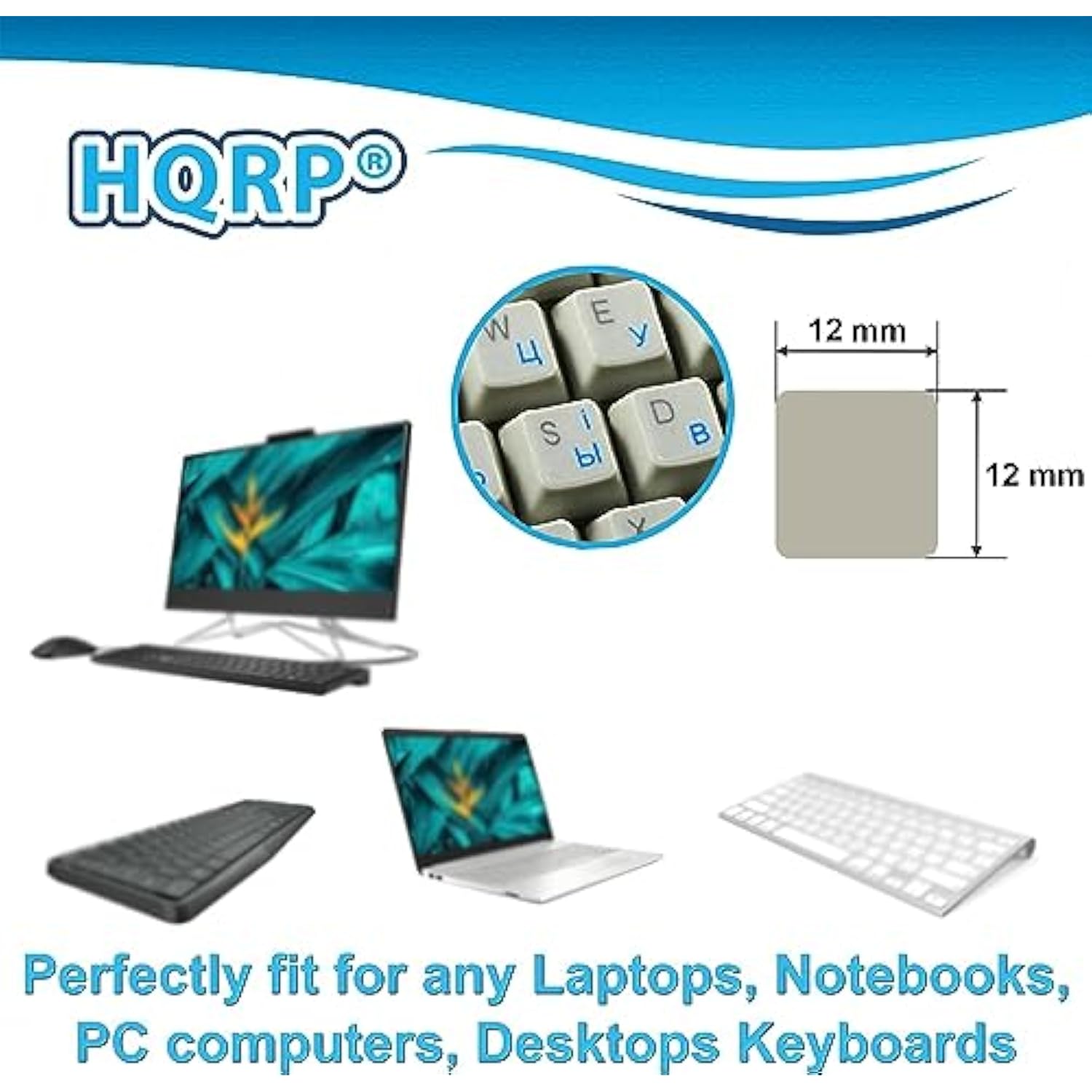 HQRP 2-Pack Cyrillic Alphabet Ukrainian Russian Laminated QWERTY Transparent K