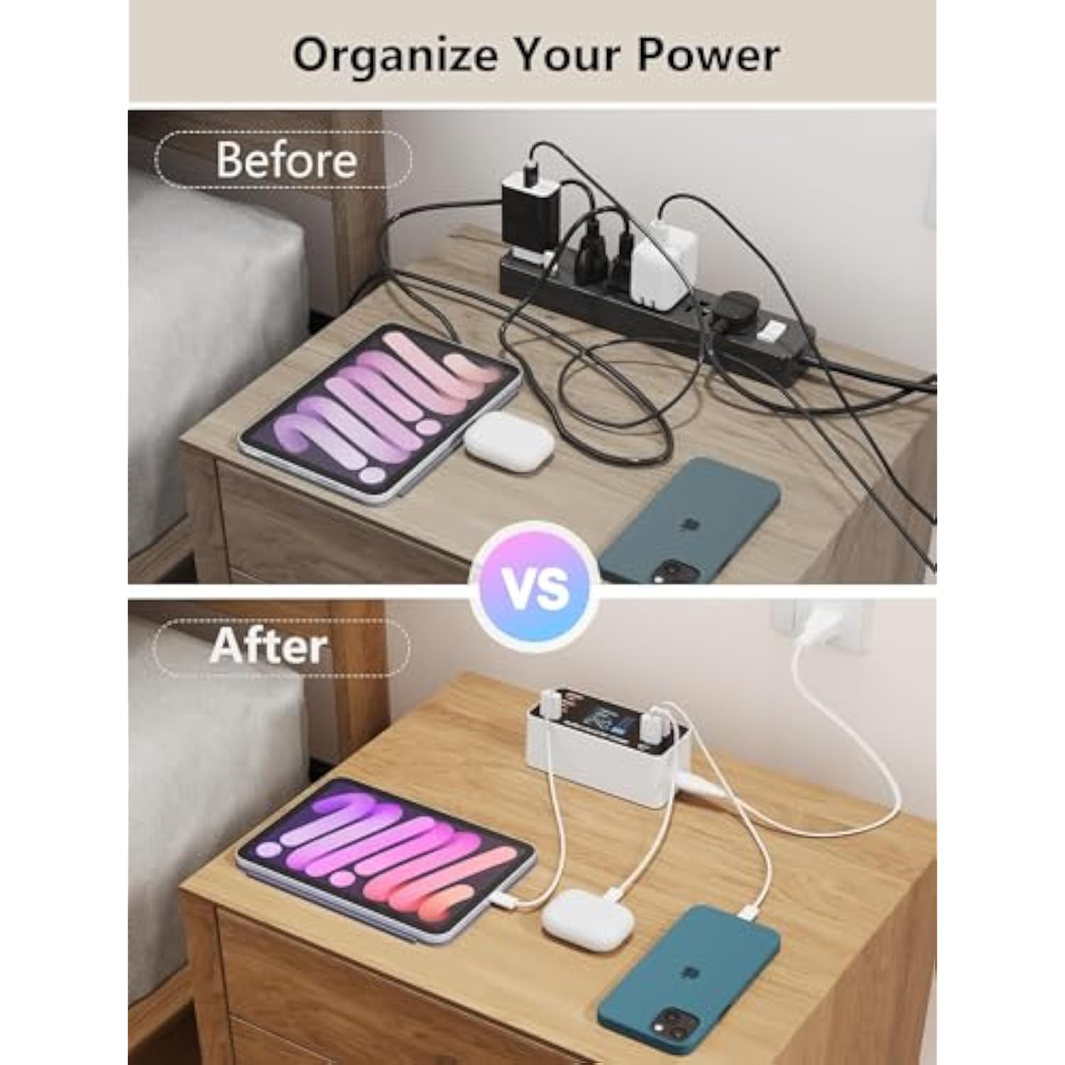 60W 8-Port Usb Charging Station - Charge Multiple Devices Simultaneously, Includes Chargers For Various Devices