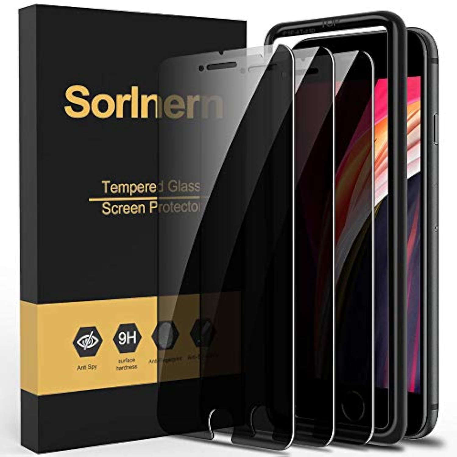 3-Pack Privacy Screen Protector For Iphone Se 2020, Anti Spy Tempered Glass Film, Touch Sensitive, Bubble-Free, Case Friendly [With Easy-Installation Tool][4.7 Inch]