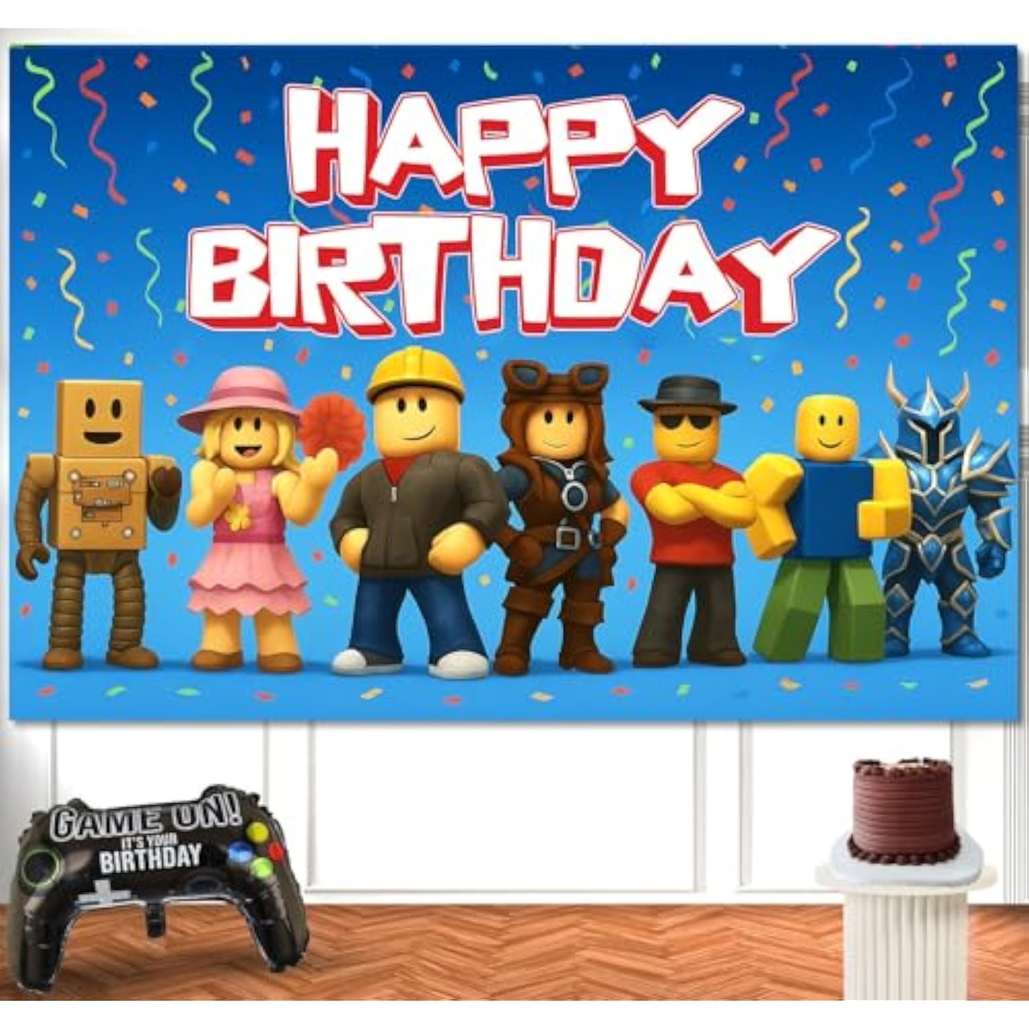Video Game Birthday Banner 6x4ft Pixel Backdrop for Boys Party