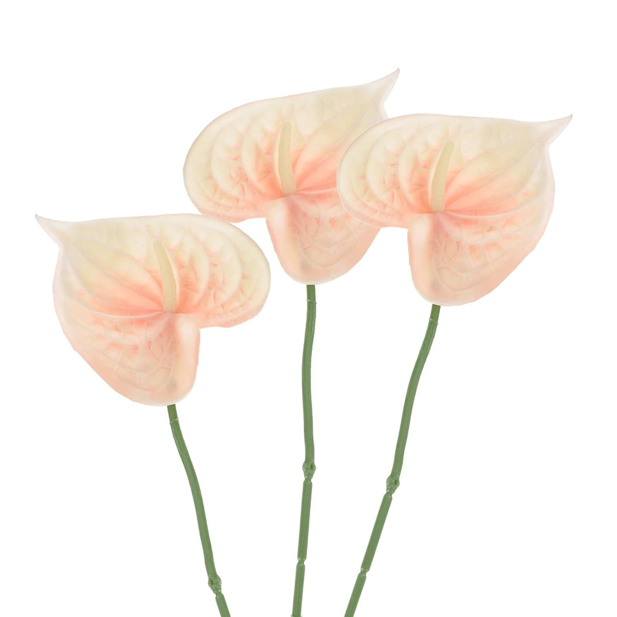 13" Artificial Anthurium Lily Flowers, 3 Pack Permanent Flower Floral Arrangements Bouquet For Home Decor Bridal Wedding Festival Party, Light Orange