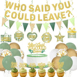 Farewell Party Decorations, Green Gold Who Said You Could Leave Banner Cake Toppers Balloons Hanging Swirls, Going Away Retirement Leaving Party Decorations, Coworker Goodbye Party Supplies