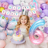 6Th Birthday Decorations For Girls, 6 Year Old Girl Birthday Decorations Butterfly Bday Party Decoration With Number 6 Balloon Happy Bday Banner Pink And Purple Balloons