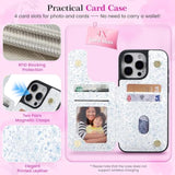 For Iphone 16 Pro Max Wallet Case With Card Holders,Pu Leather Double Magnetic Clasp Kickstand Trendy Girly Women Case For Iphone 16 Pro Max,Blue Flowers