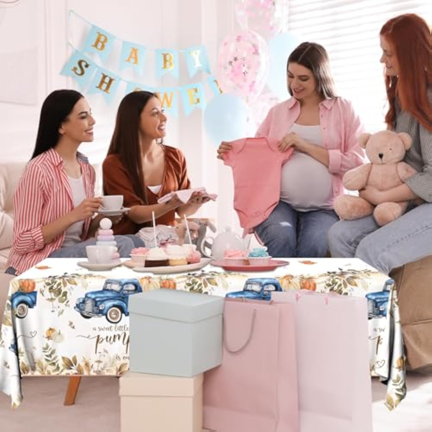 3Pcs Little Pumpkin Tablecloths Fall Baby Shower Decorations, A Sweet Little Pumpkin Is On The Way Table Covers Baby Shower Table Cloths For Boy Thanksgiving Pumpkin Gender Reveal Party Supplies