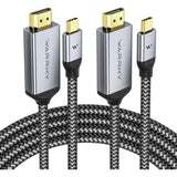 Usb C To Hdmi Cable 4K 6Ft 2Pack [Anti-Interference Gold-Plated Plugs] Aluminu