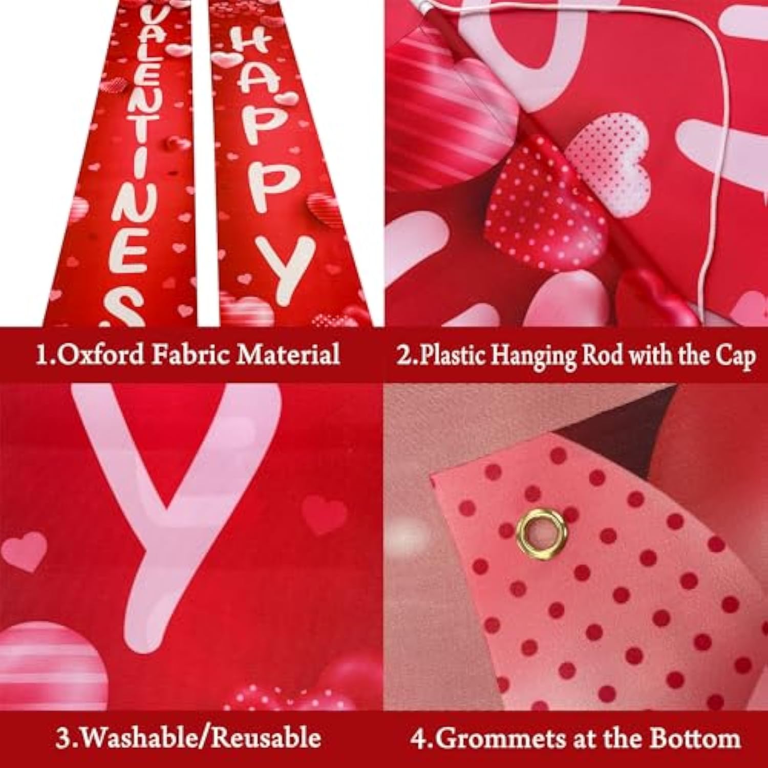 , Happy Valentines Day Door Banner - Xtralarge, 72X12 Inch | Red Valen