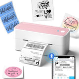 Bluetooth Thermal Label Printer, 241Bt 4X6 Wireless Shipping Label Printer For Small Business, Pink Labels Printers For Shipping Package, Compatible With Iphone, Android, Shopify, Usps