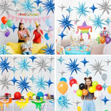 Blue Silver Star Balloon Kit – 16 Foil Balloons for Disco, Birthday & Party Decor