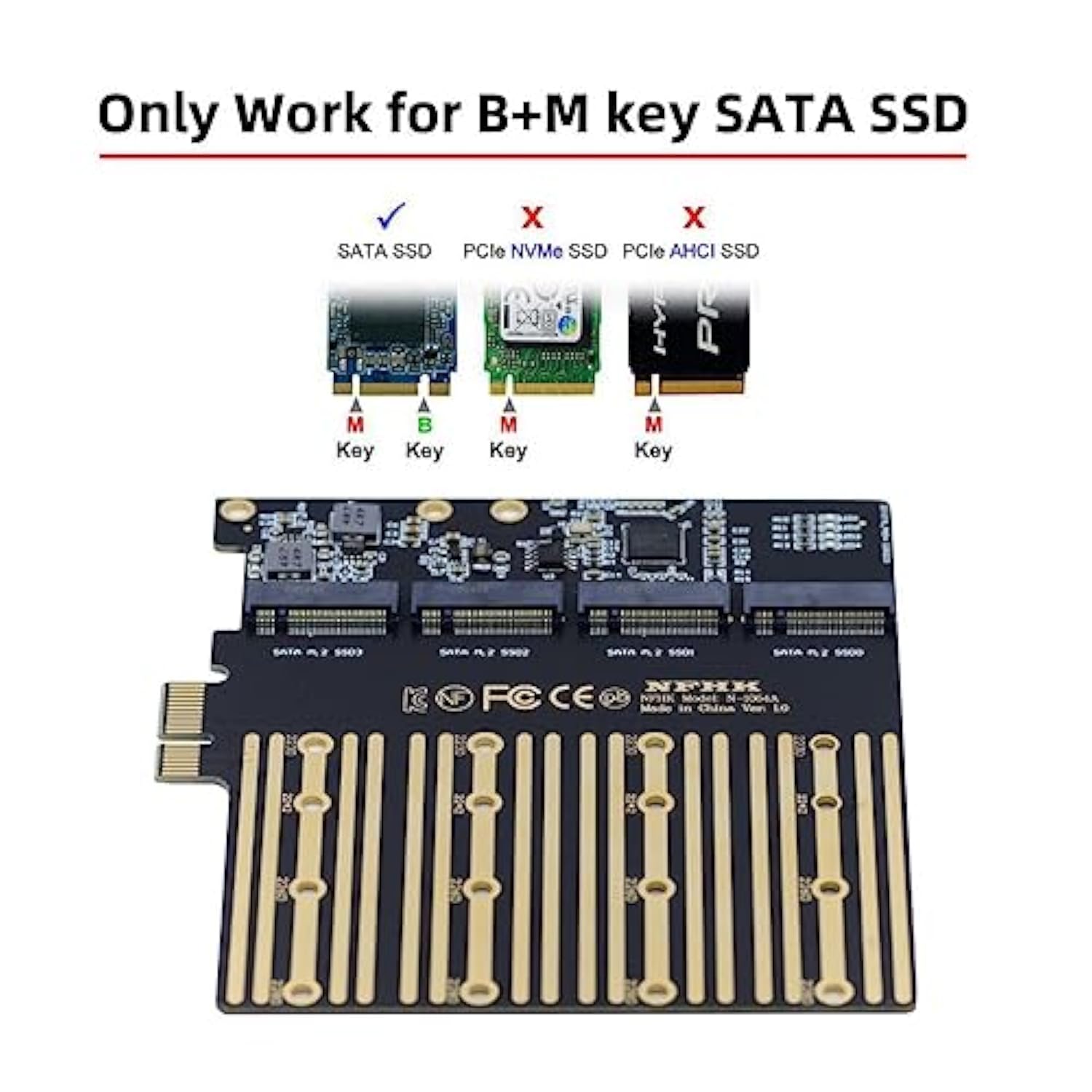 M.2 Ssd To Pci-E X1 Adapter 4 Sata Ngff Ssd To Pci-E X1 Expansion Card Adapter