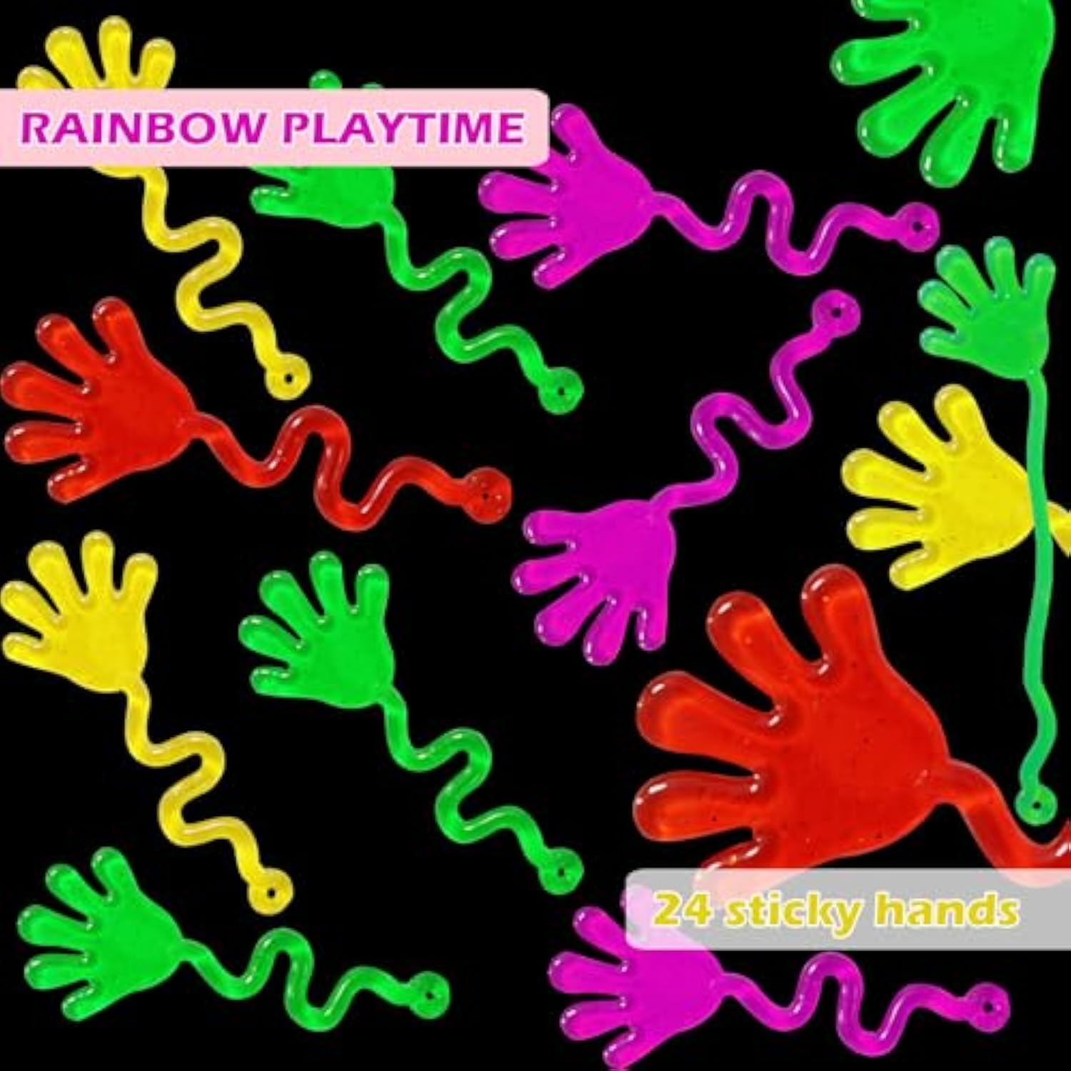 100 Pcs Glow In The Dark Toys - 24 Bouncy Balls, 24 Coil Spring, 24 Sticky Hands, 28 Sensory Stretchy Strings, Goodie Bags Stuffers For Birthday Party, Classroom Prizes , Small Bulk Toys Gifts