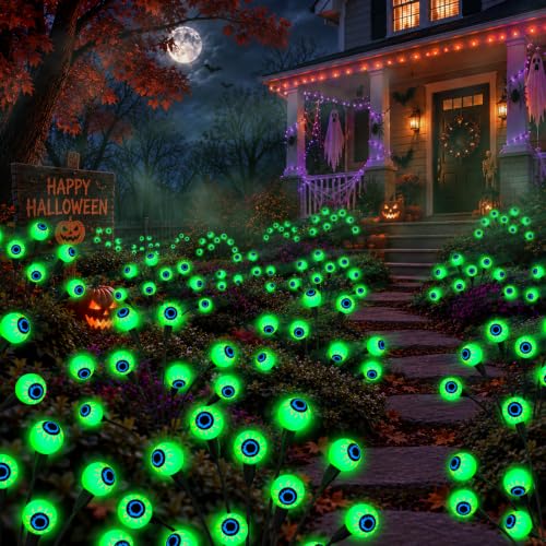 Halloween Decorations Outdoor, 6Pack 48 LEDs Solar Eyeball Lights