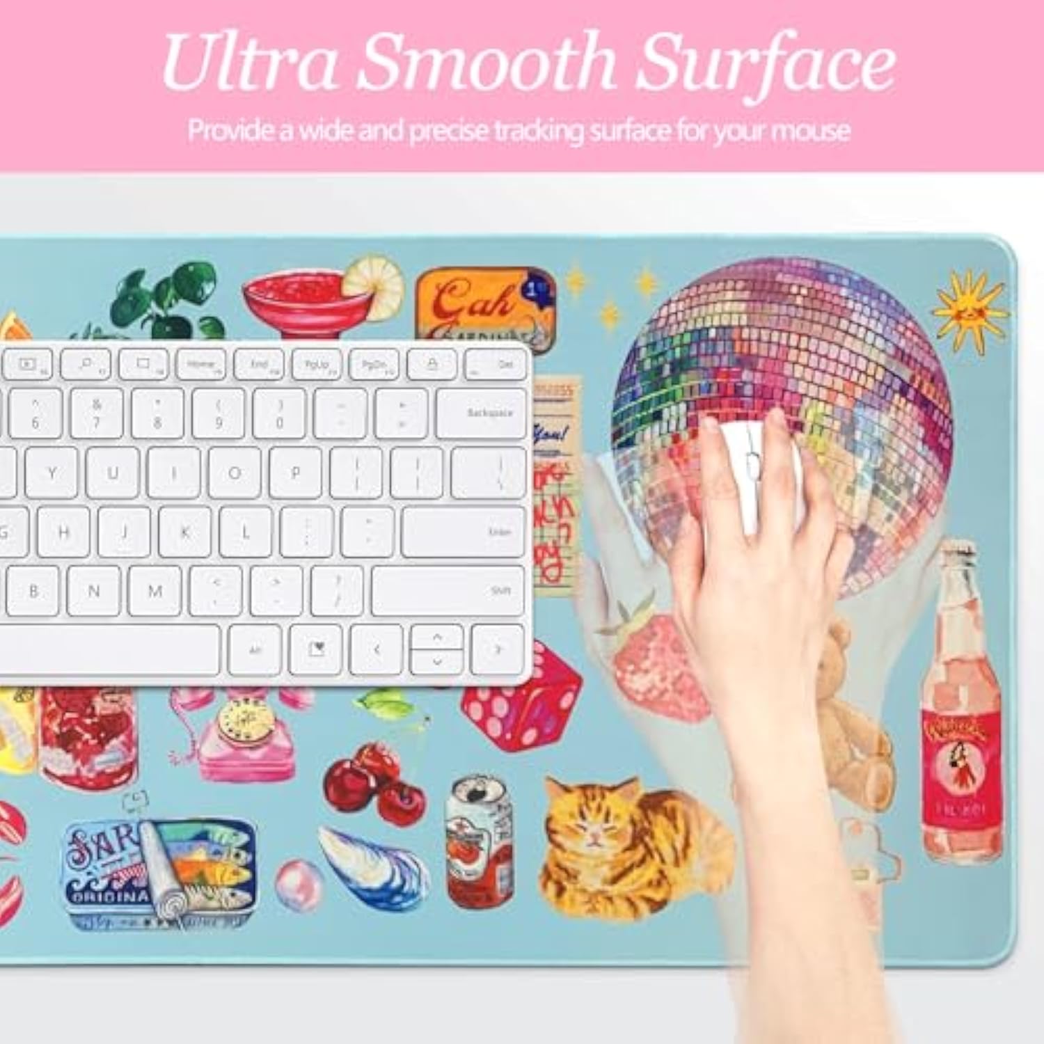 Mouse Pad Desk Mat Large, Anti-Slip Big Mousepad Xxl Large With Stitched Edges, 35.4"X15.7" Mouse Mat For Computer(Sky Blue)