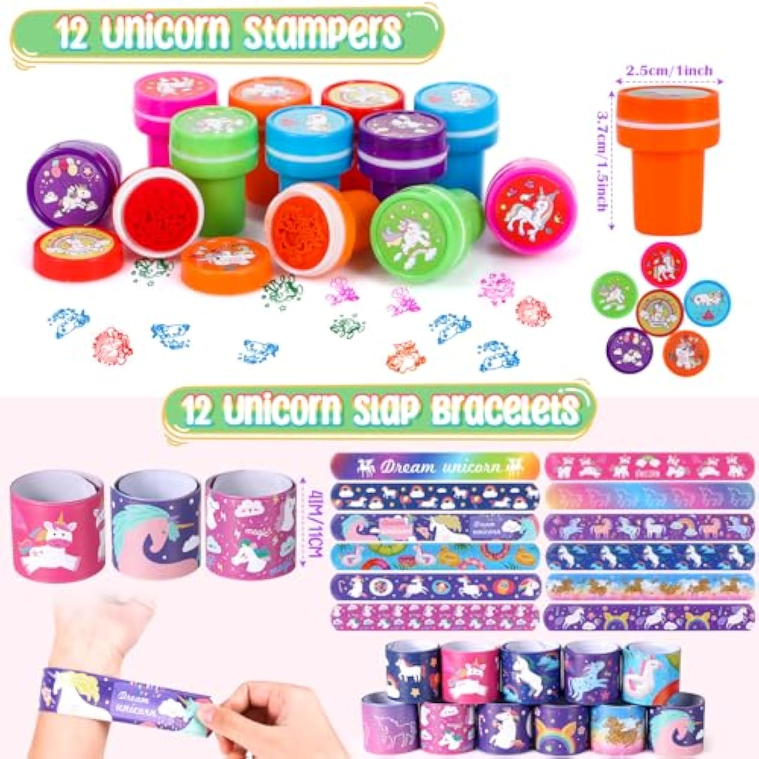 146Pcs Unicorn Party Favors Birthday Supplies Girls, Headband Bag Bracelet Stamper Keychain Slap Bracelet Tattoo Sticker Ring, Goodie Stuffer Pinata Filler Rainbow Unicorn Party Supplies Decor