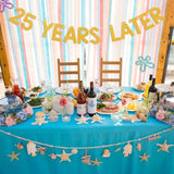 25 Years Later Banner - Yellow Sponge Themed Cartoon Pre-Strung Birthday Banner, Happy 25Th Birthday Anniversary Party Decorations Gold Glitter