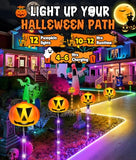12 Pack Halloween Outdoor Decorations Solar Pathway Stake Pumpkin Lights
