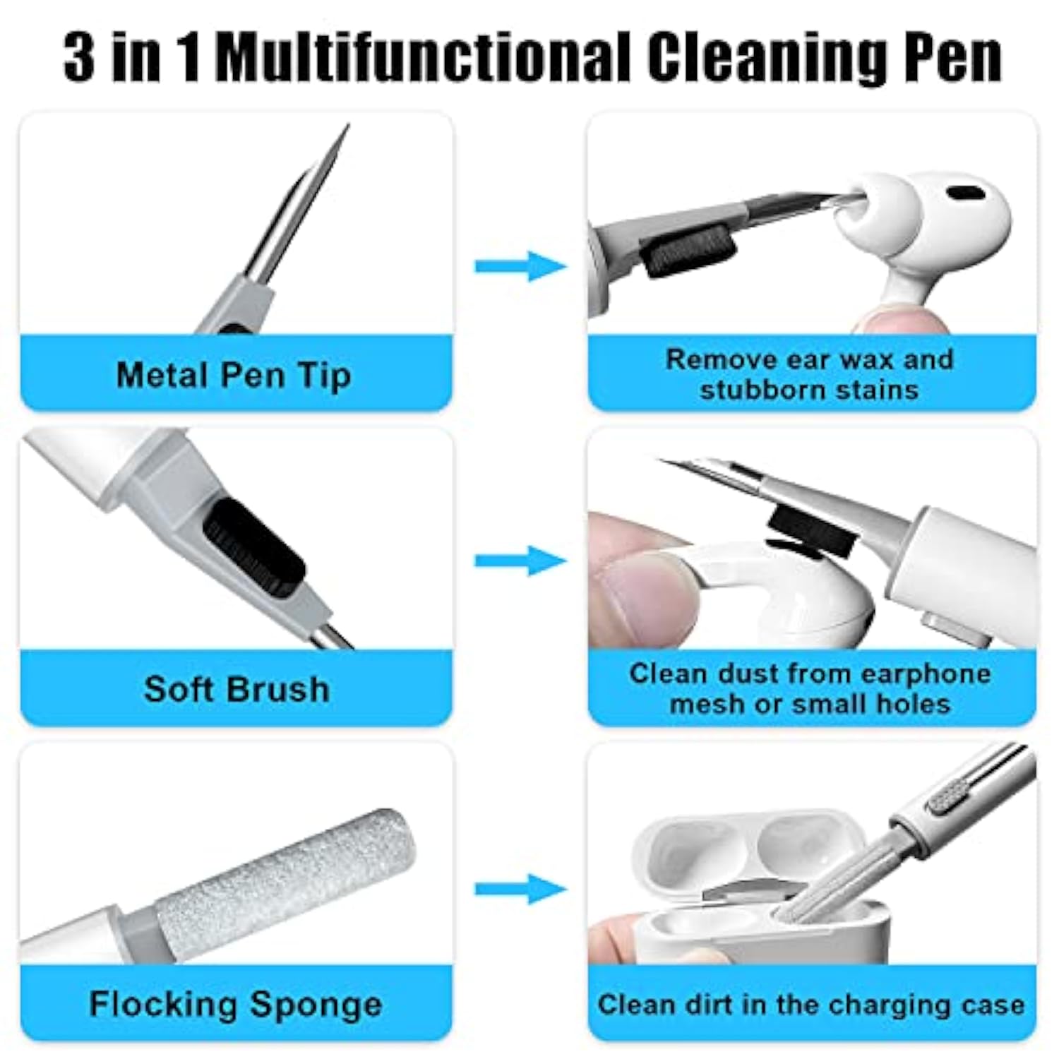 [3 Pairs] Replacement Ear Tips For Airpods Pro And Airpods Pro 2Nd Generation With Noise Reduction Hole, 3 In 1 Cleaner Kit For Airpods 1 2 3 Pro/Pro 2, Silicone Ear Tips For Airpods Pro (S/M/L)