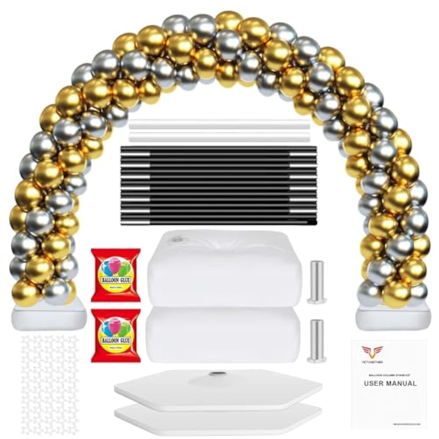 Updated Balloon Arch Kit, 21Ft Adjustable Balloon Arch Stand With Base In 9Ft Width And 10Ft Height, Threaded Design Ballon Arch For Birthday Baby Shower Party Kit