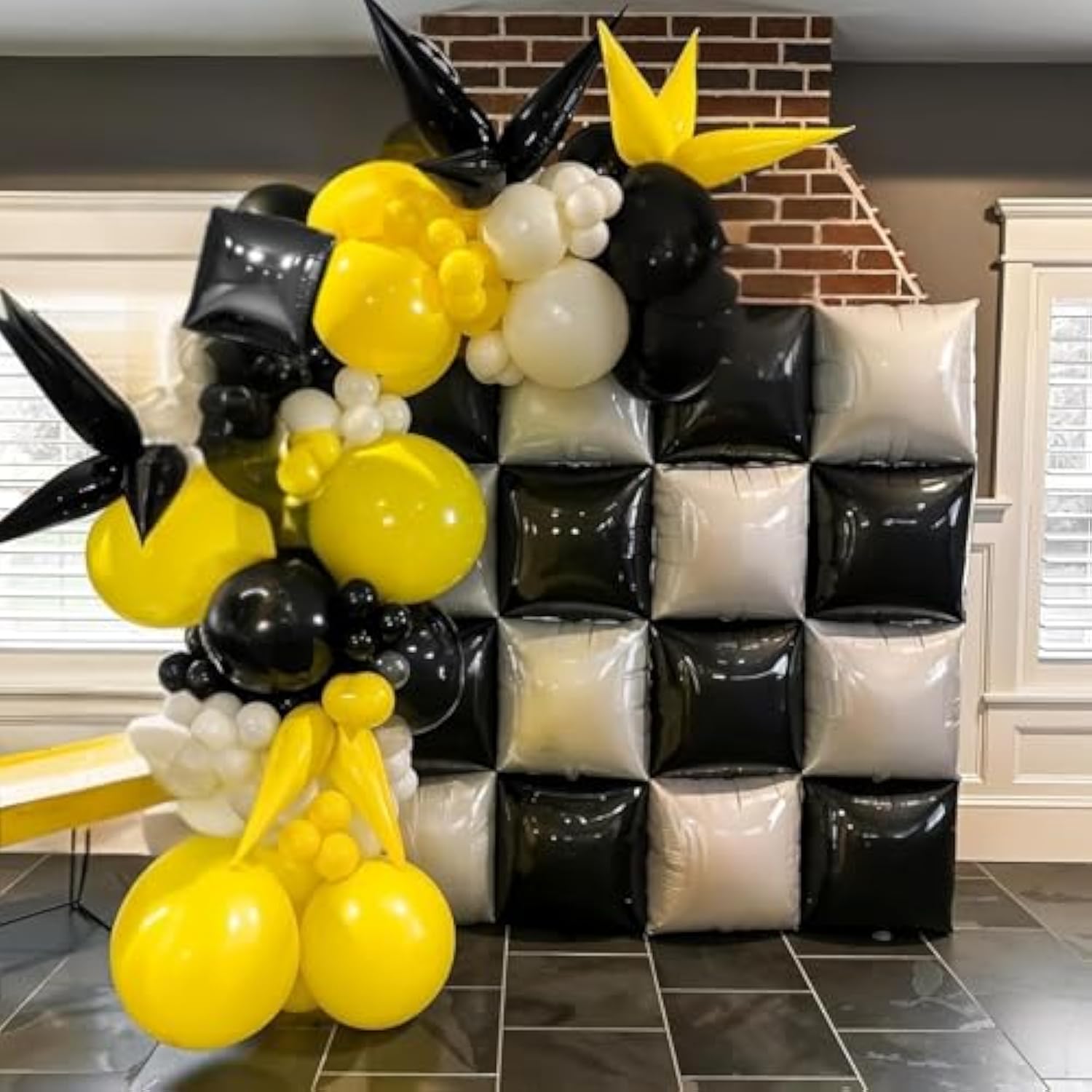 19" Black & Pearl White Square Foil Balloons – Arch Kit for Wedding, Birthday, Party Décor