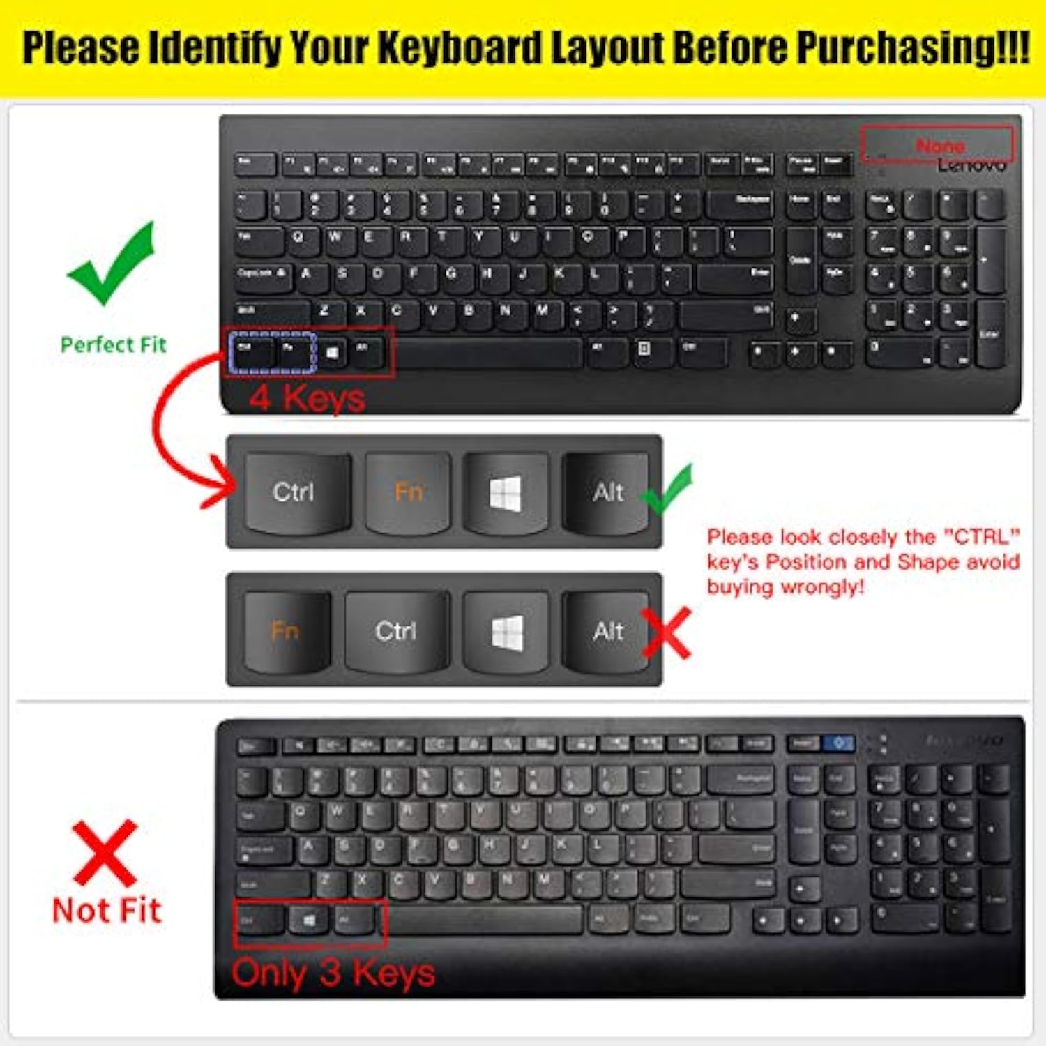 Keyboard Cover For Lenovo 510 Wireless Keyboard Gx30N81775 4X30M39458, Wireles