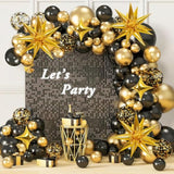 126 Pcs Black Gold Balloon Arch Kit Metallic Confetti Party Decor