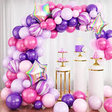 Purple Balloon Garland Arch Kit, Pink And Purple Balloon Garland Kit, Balloons Arch Kit With Agate Balloons And Star Foil Balloon For Birthday Party Baby Shower Wedding Decorations