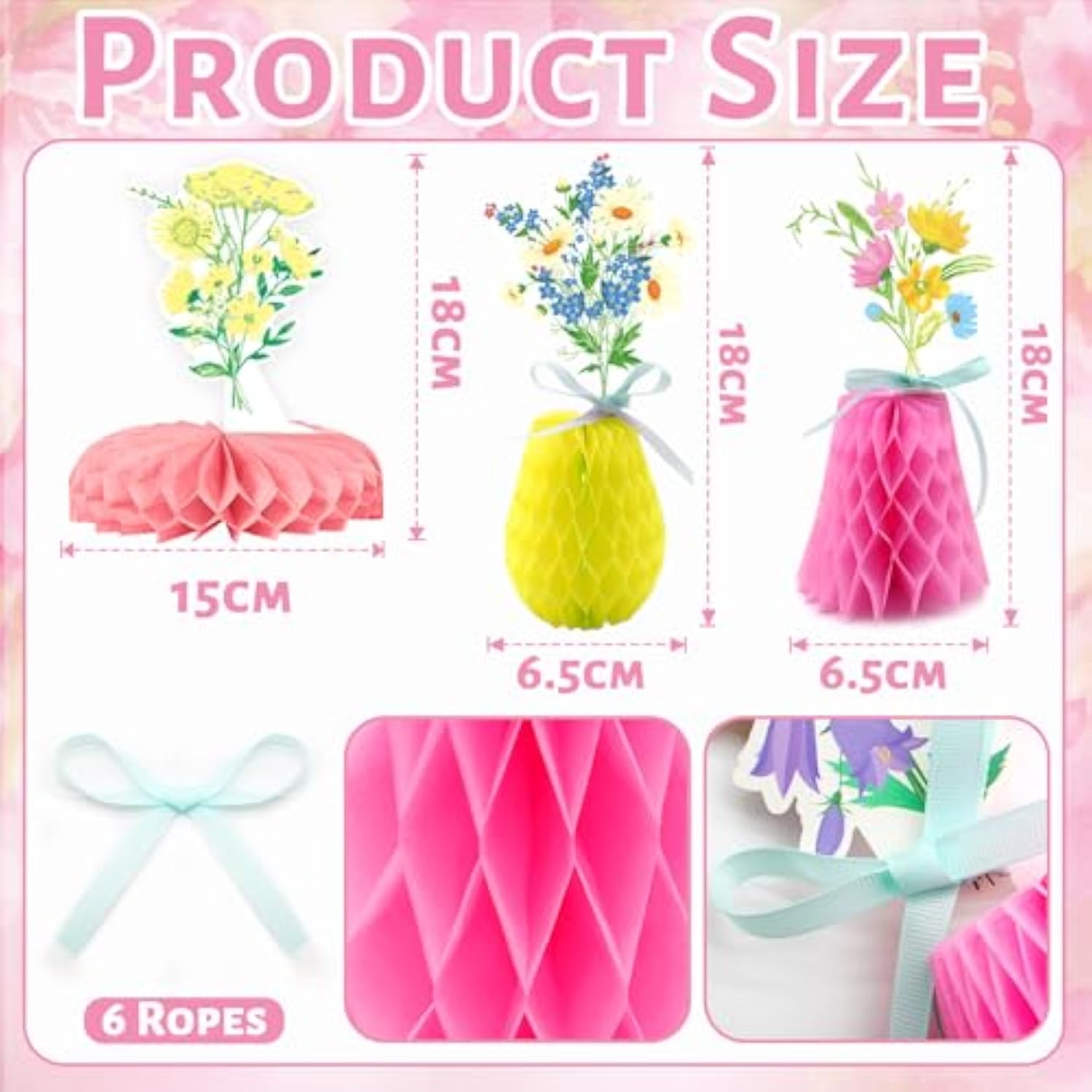 12Pcs Wildflowers Honeycomb Centerpieces - 3D Floral Table Decor For Garden Baby Showers, Spring Weddings, Botanical Party Ambiance