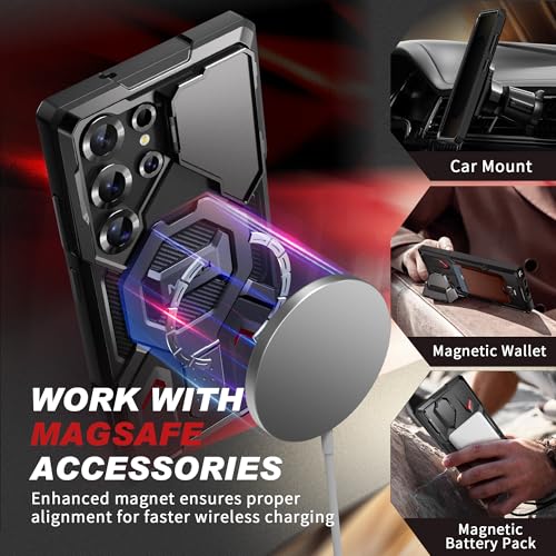 Magnetic Stand for Samsung Galaxy S25 Ultra Case with Privacy Screen Protector, [Compatible with Magsafe] [Military Drop Protection] S25 Ultra Case