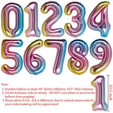 Number Balloon 5 Rainbow 40 Inch Foil Balloon Big Giant Jumbo 5Th Birthday Party Decorations Foil Mylar Helium Kids 0-9 Numbers Balloons For Baby Children