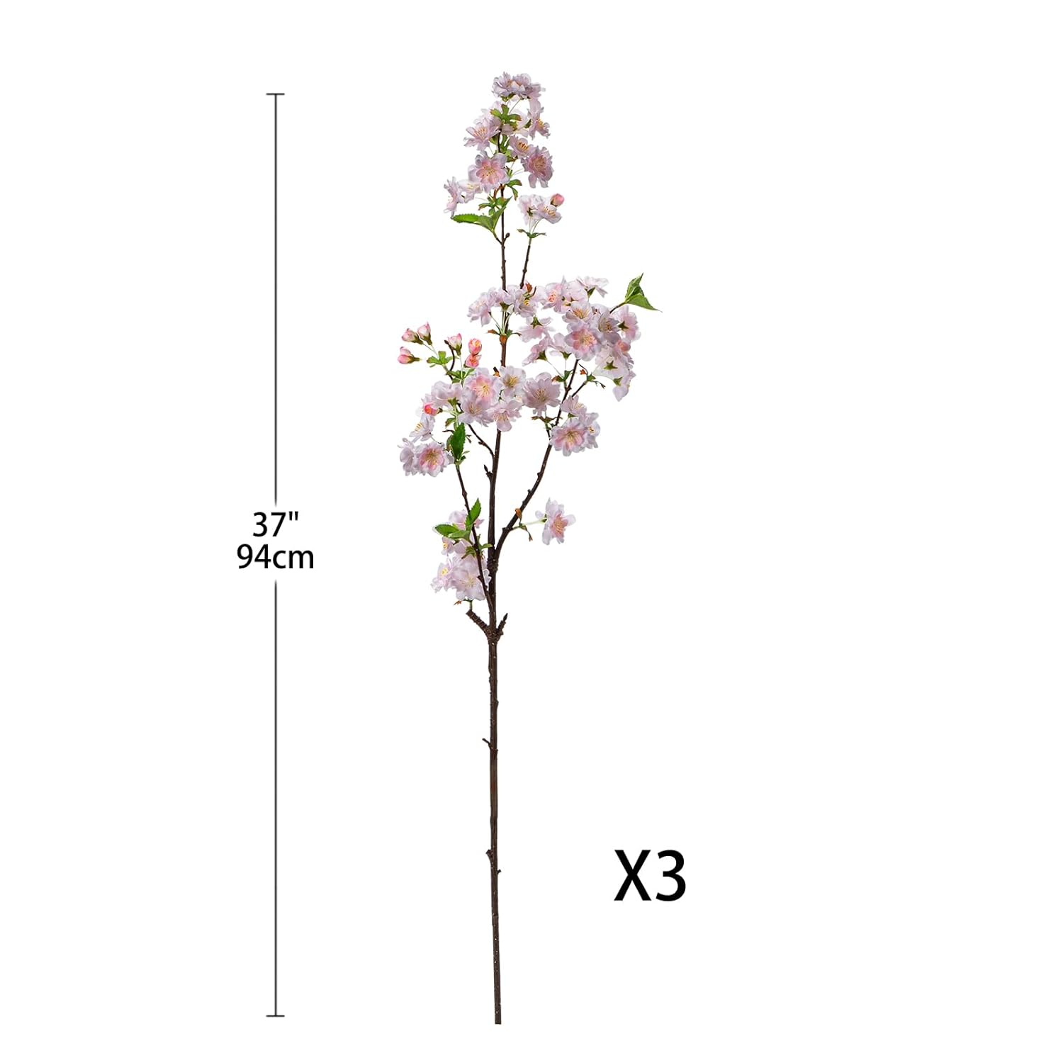 39" Tall Cherry Blossom Branches For Vase Faux Cherry Flowers Light Pink Peach Blossom For Floral Arrangements Artificial Apple Blossom Silk Tall Stems For Home Wedding Table Decor-3 Pcs