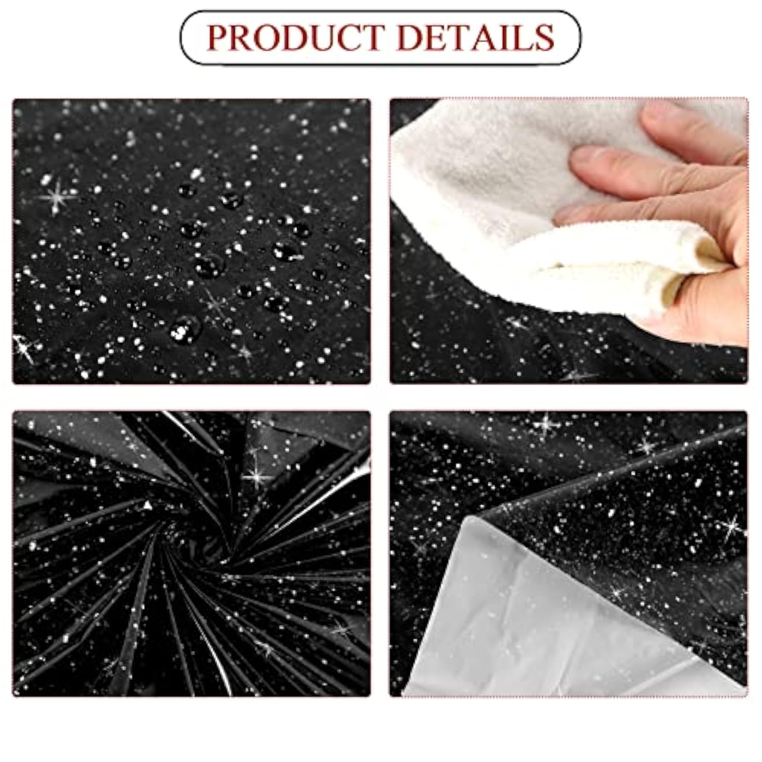 3 Pcs Black Glitter Tablecloth, 54 X 108 Shimmer Table Cloth For Women, Sequin Sparkly Plastic Waterproof Disposable For Star Galaxy Space Themed Gothic Halloween Disco Wedding Birthday Party