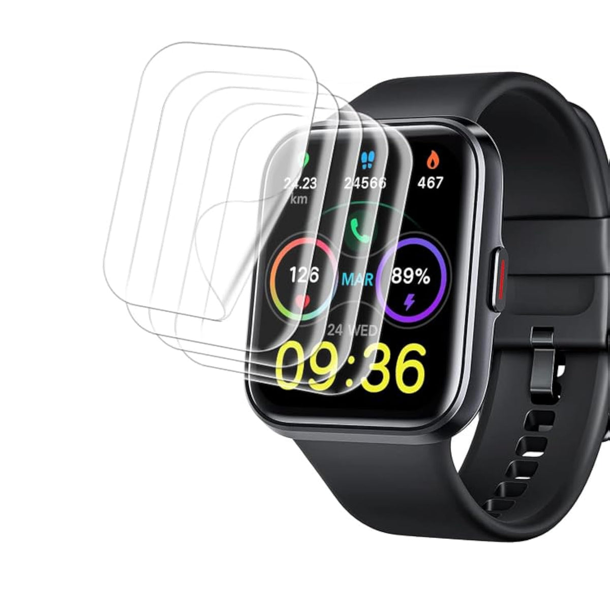 [5 Pack] For Tensky Smart Watch Id208 Plus Screen Protector, Case Friendly Hd Clear [Anti-Scratch] [Bubble Free] [Anti-Fingerprint] Pet Film For Tensky 208Bt / Id208 Plus 1.8" Smartwatch