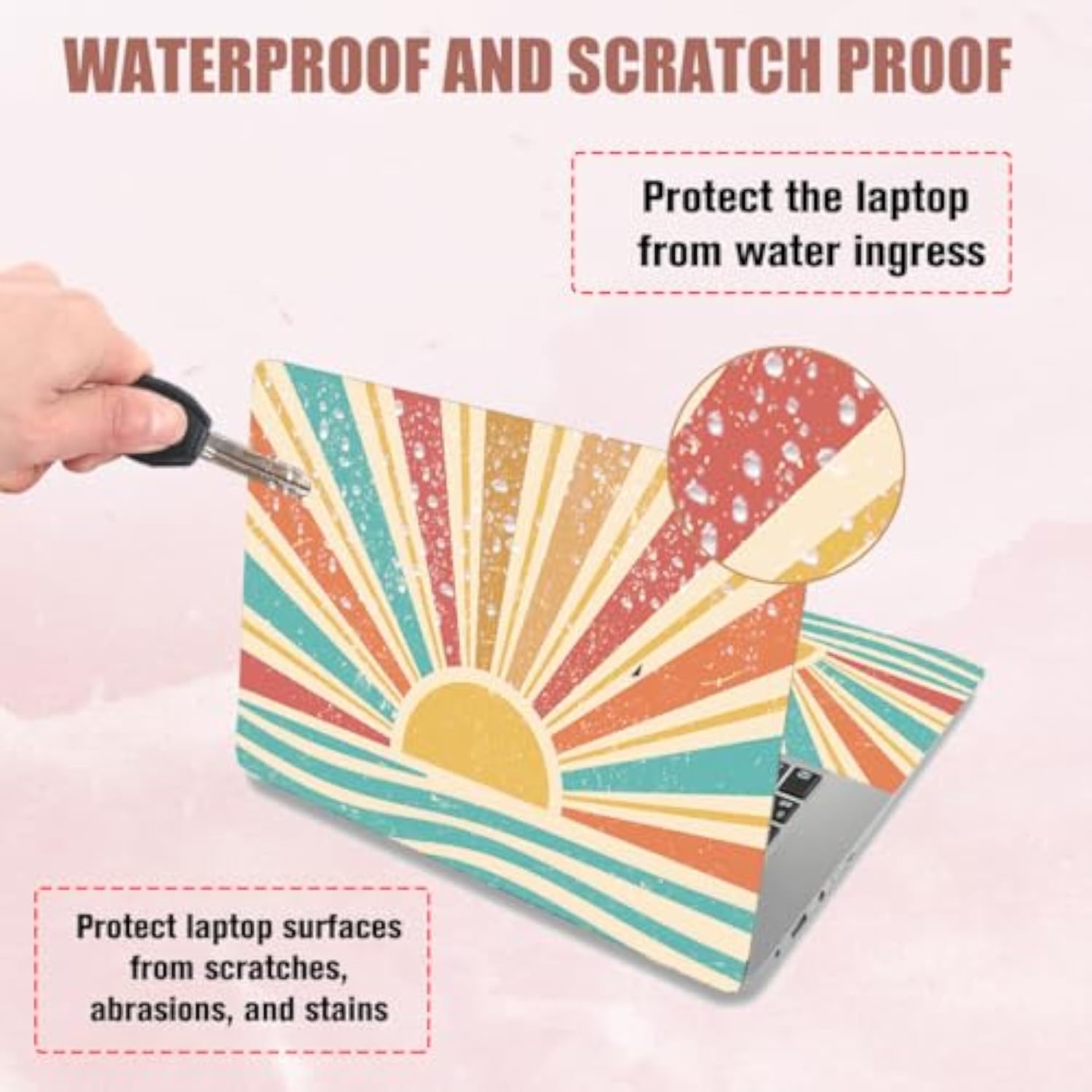 Bohemian Sunrise Pattern Laptop Skin Stickers Fits 12" 13" 13.3" 14" 15 Inch Colorful Universal Removable Waterproof Notebook Art Decals Pc Protector Cover Sticker