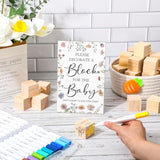 75 Pcs Baby Shower Games Sign Kit Including Decorate A Block Game Sign 50 Diy Blank Wooden Block 24 Acrylic Paint Marker Baby Shower Prize For Winners Gender Reveal(Pastel,Wildflower)