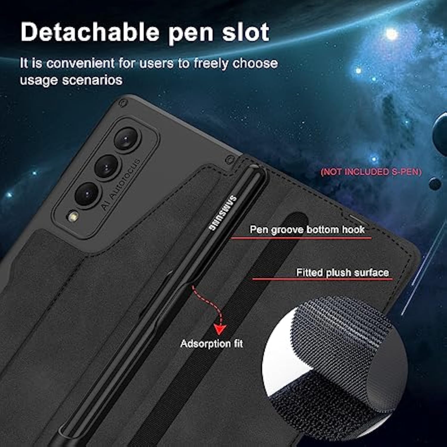 For Samsung Galaxy Z Fold 4 5G With S Pen Slot, Armor Cases Full Body Protective Anti-Scratch Hard Slim Leather Bracket Case With Screen Protector For Galaxy Z Fold 4 5G (Brown)